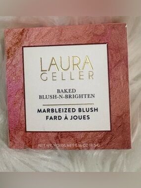 BNIB Laura Geller Marbleized Baked Blush-N-Brighten in Pink Buttercream